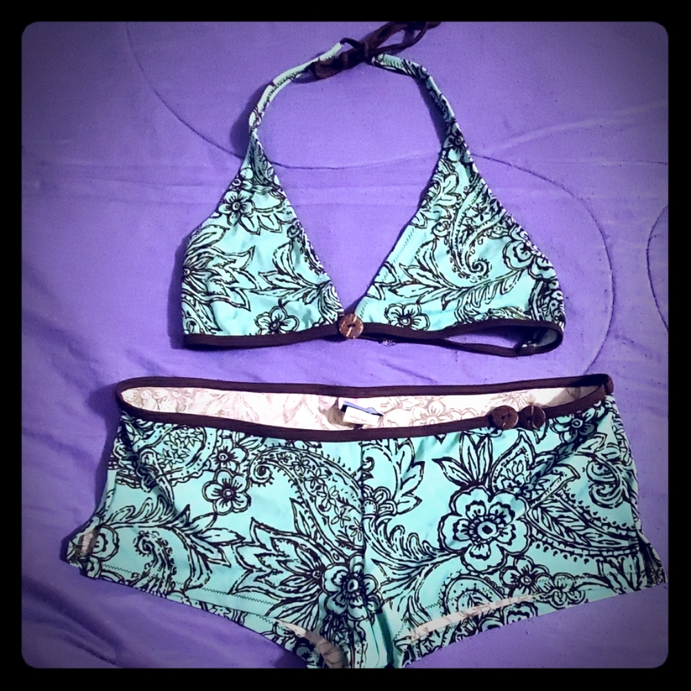 Cute Teal Floral Bikini